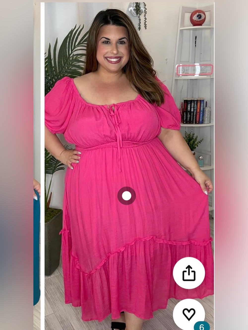 Plus-Size Hot Pink Peasant Maxi Dress